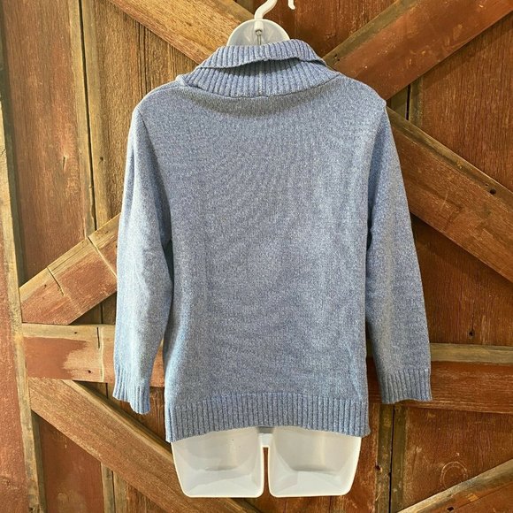 Karen Scott Shawl Collar Sweater Light Blue Knit Buttons Size Medium 3/4 Sleeve - Picture 5 of 10